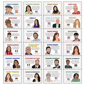 Hispanic Heritage Month Classroom Bulletin Board Set, 37 Iconic Figures,Hispanic Heroes Posters, Biography Bulletin Board, Classroom Display