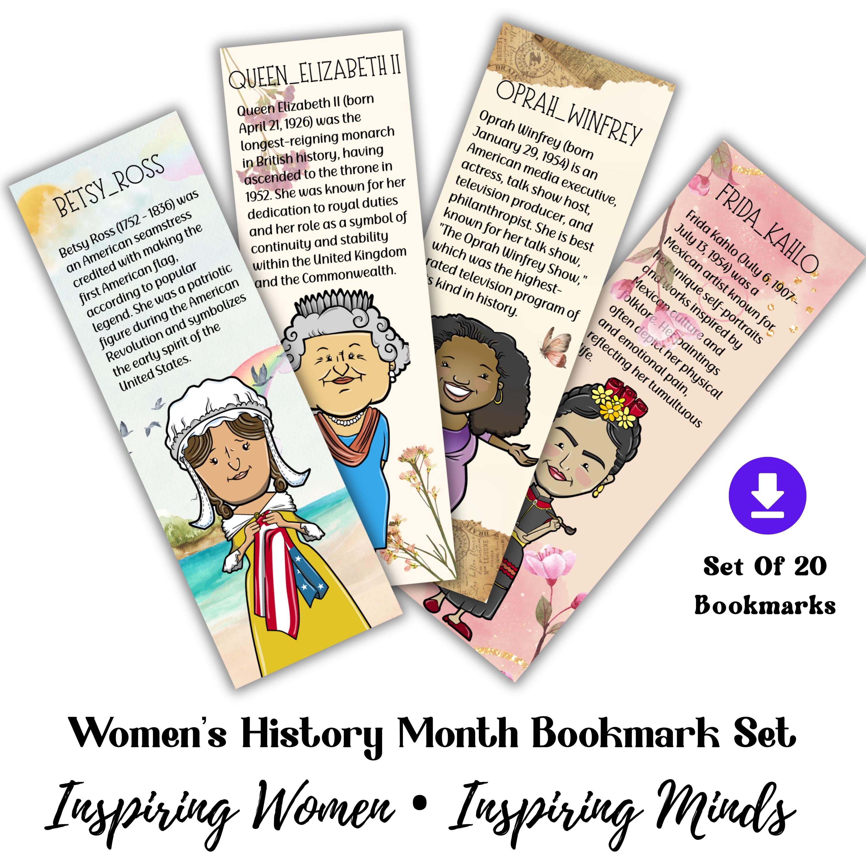 Women’s History Month Printable Bookmarks | Famous Women Biography ...