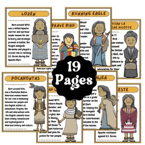 Native American Heritage Month Biography Posters Female Leaders Set of 19 Printables Native ...