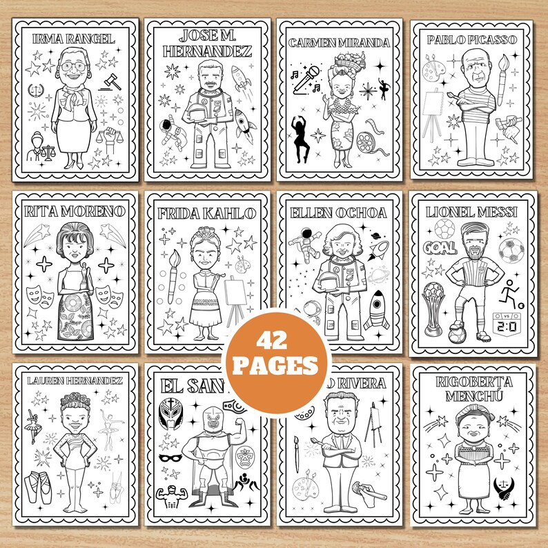 Hispanic Heritage Month Coloring Pages | National Hispanic Heritage Month Coloring Sheets | Latino Heritage Month | Hispanic Famous Figures image 4