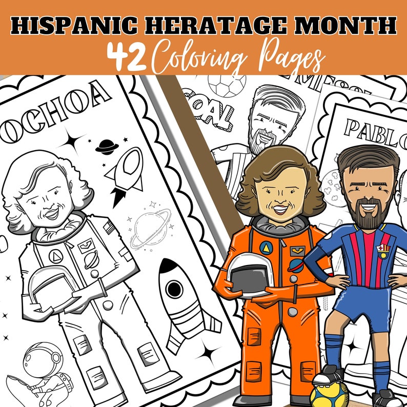 Hispanic Heritage Month Coloring Pages | National Hispanic Heritage Month Coloring Sheets | Latino Heritage Month | Hispanic Famous Figures image 1