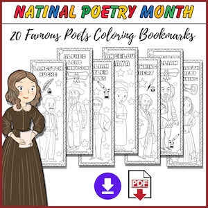 DO DRUKU zakładki do książek z poezją | Zakładki do książek z okazji Narodowego Miesiąca Poezji w kwietniu | Znani autorzy | Prezenty dla bibliotekarzy, miłośników książek, nauczycieli..