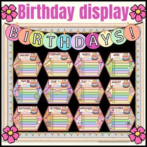 Pastel Classroom Birthday Display | Classroom Birthday Bulletin Board | Birthday Display | Bulletin Board | Pastel Classroom Decor