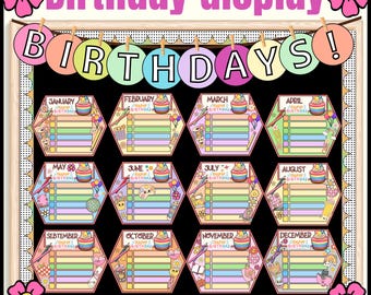 Pastel Classroom Birthday Display | Classroom Birthday Bulletin Board | Birthday Display | Bulletin Board | Pastel Classroom Decor