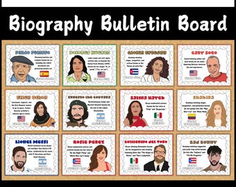 Hispanic Heritage Month Classroom Bulletin Board Set, 37 iconische figuren, posters Hispanic Heroes, prikbord biografie, weergave in de klas
