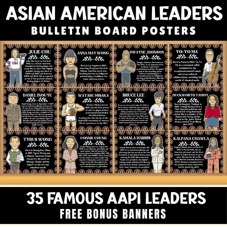 AAPI Heritage Month Printable Biography Posters - Inspiring Leaders for ...