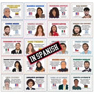 Hispanic Heritage Month Classroom Bulletin Board Set In Spanish,37 Iconic Figures,Hispanic Heroes Biography Bulletin Board,Classroom Display