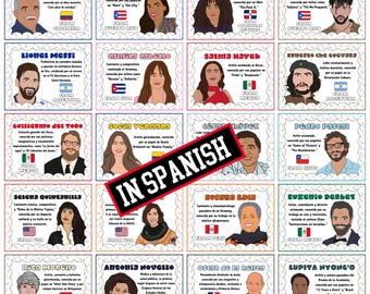 Hispanic Heritage Month Classroom prikbord in het Spaans, 37 iconische figuren, bulletinboard Hispanic Heroes Biography, weergave in de klas
