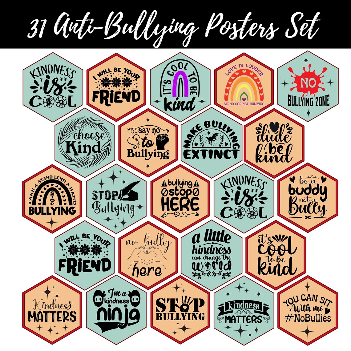 National Bullying Prevention Month Bulletin Board Set-31 Anti Bullying ...