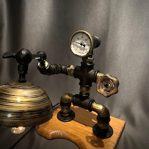 Handmade Industrial Pipe Table Lamp – Steampunk Edison Light for Desk, Bedside, or Office – Unique Rustic Decor – Gift for Men - Edison Lamp