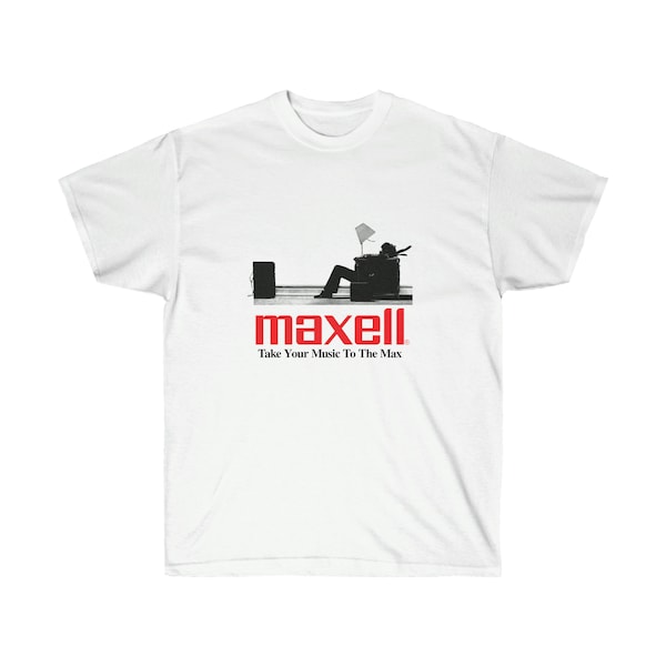 MAXELL Blown Away Guy VINTAGE Tee T Shirt Retro Take Music to Max HIFI Cassette 80s 90s Audiophile