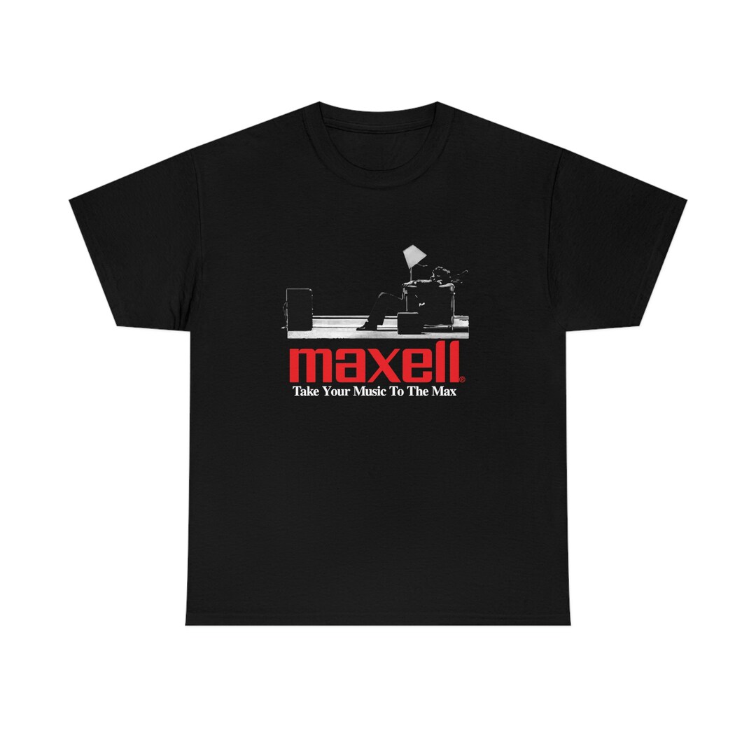 MAXELL Blown Away Guy VINTAGE Black Tee T Shirt Retro Take Music 