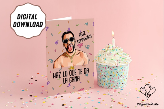 DIGITAL DOWNLOAD: Bad Bunny Birthday Card | El Ultimo Tour del Mundo | Bad Bunny Birthday | Funny Birthday Cards | Feliz Cumpleanos