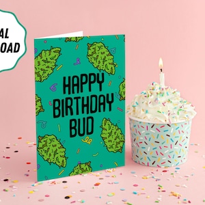 DESCARGA DIGITAL: Bud de feliz cumpleaños, Tarjetas de cumpleaños divertidas, Regalos de broma, 420 Blaze it, Tarjetas de felicitación DIY, Tarjetas imprimibles