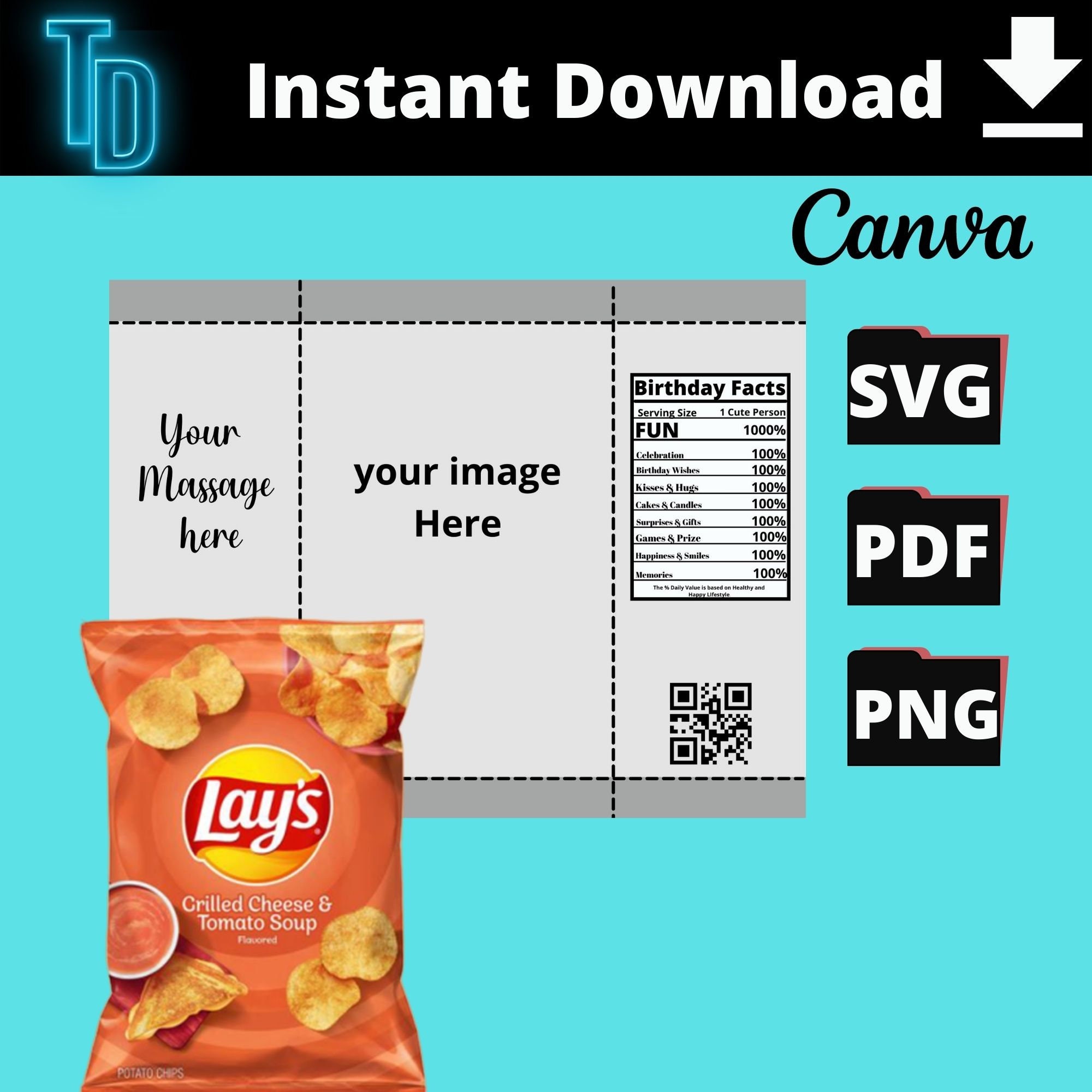 Chip Bag Template Chip Bag Template Instant Download - Etsy Canada