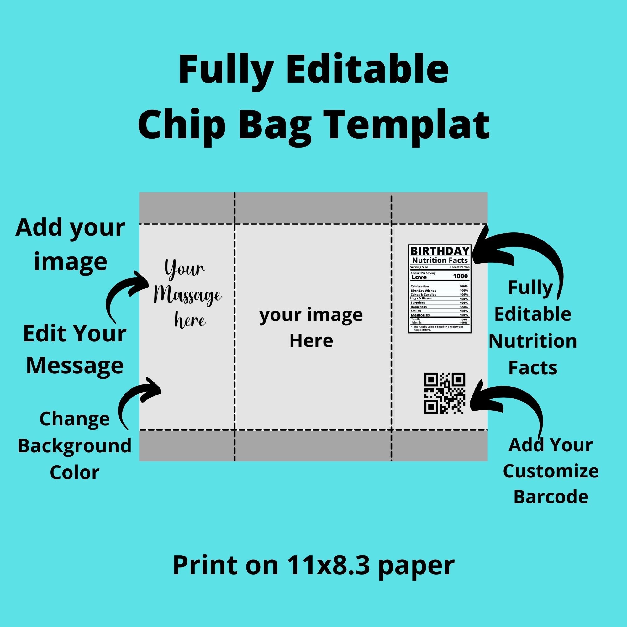 Chip Bag Template Chip Bag Template Instant Download Etsy Canada