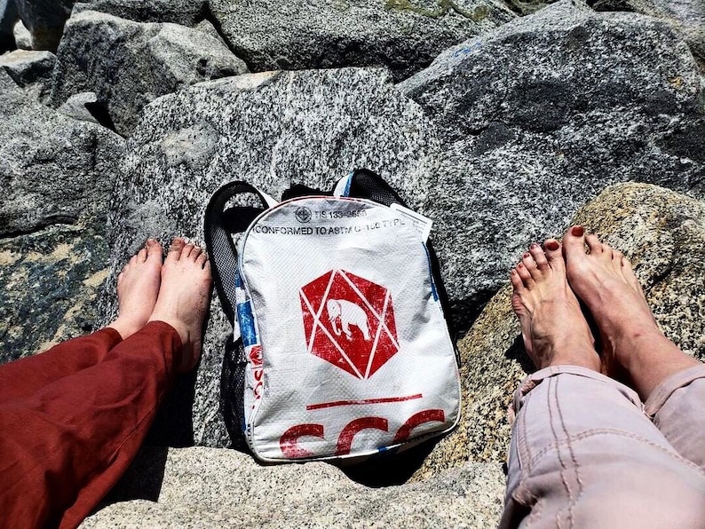 Recycled Minimal Daypack/Backpack Red + Blue Elephant