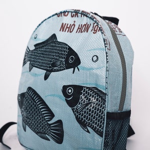 Recycled Minimal Daypack/Backpack Blue Fish