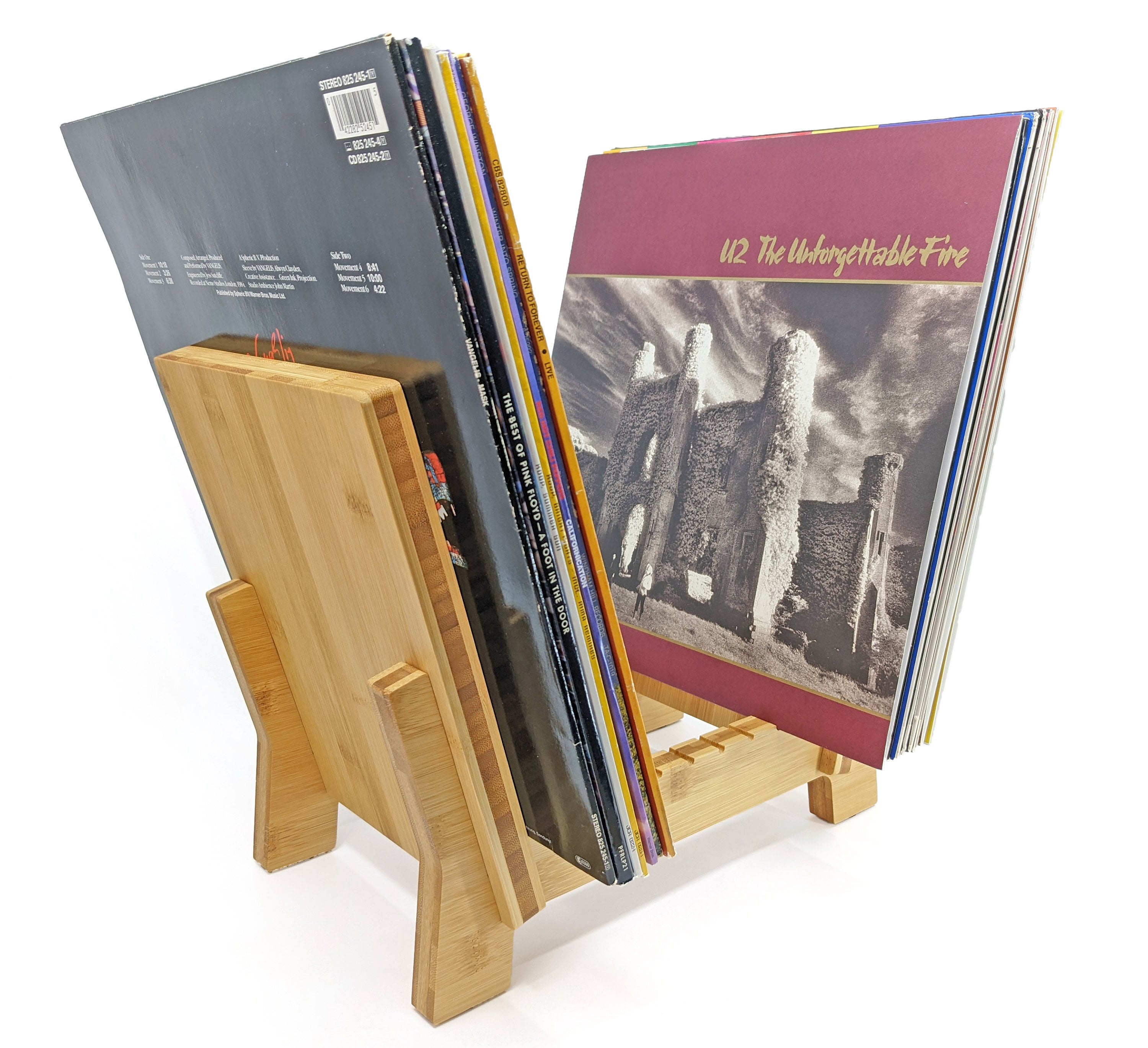 UNHO Rangement Vinyle, Support de Disque Vinyle en Bambou Stockage