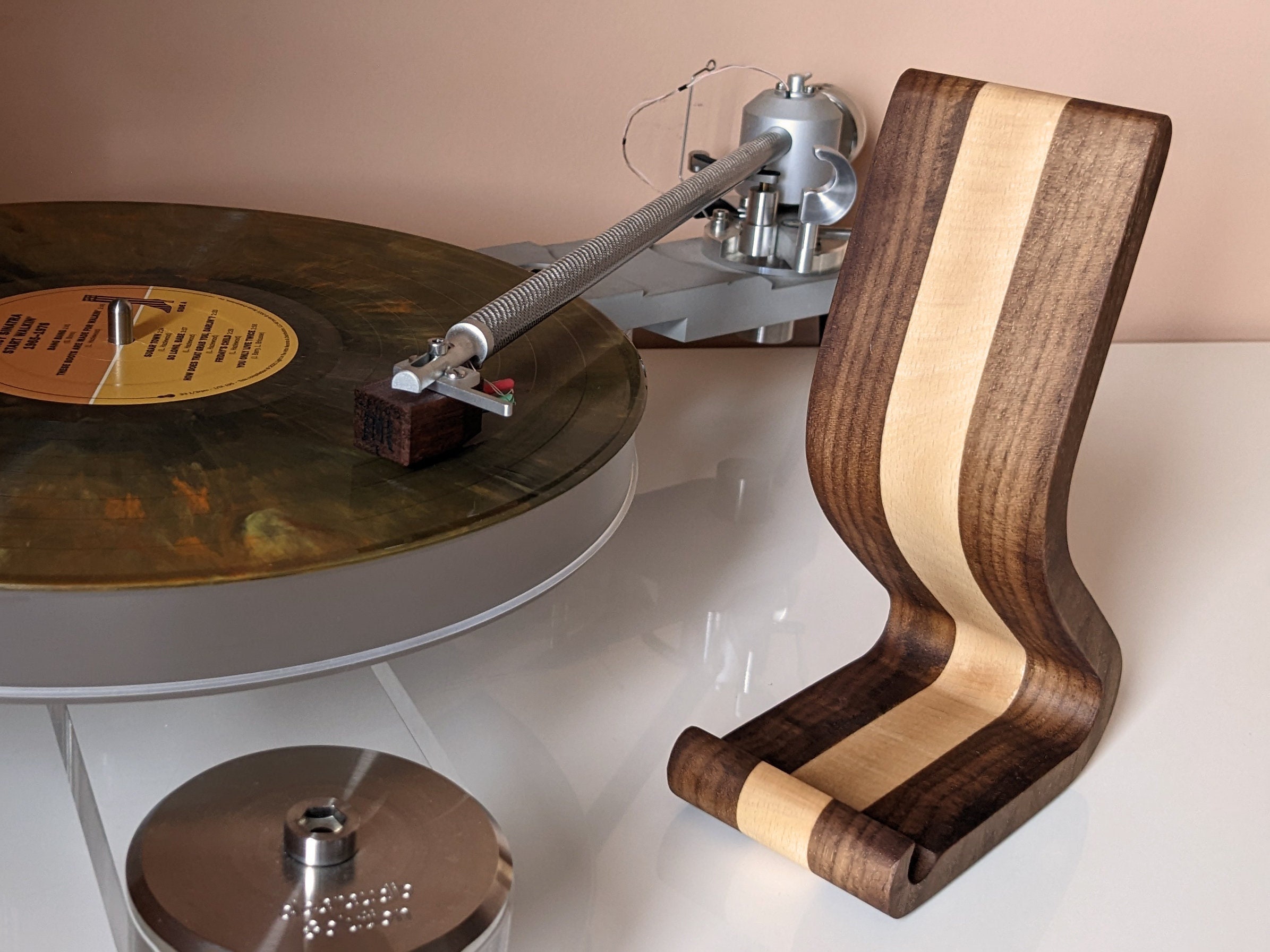 kapillærer styrte Overdreven Vinyl Record Display Stand Unique Curved Black Walnut and - Etsy