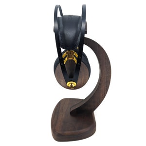 Headphone stand - Headphone holder - Luxury solid walnut wood, Rounded Base- The perfect Great gift for music audio lover