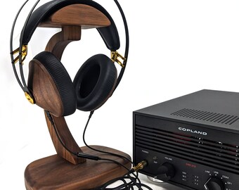 Premium headphone stand - Headphone holder - Luxury solid walnut wood - The perfect Great gift for music audio lover - Rounded base