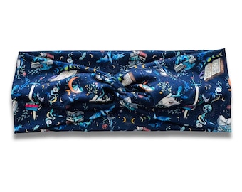Fantasy Fiction Headband (or removable tie option), bookish bow headband, twist headband, bandeau pour fille, fitness headband, fantasy book