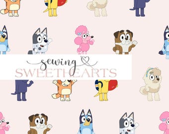 blue dog and friends seamless pattern, seamless repeat pattern, fabric pattern, fabric sublimation, digital seamless file, digital paper