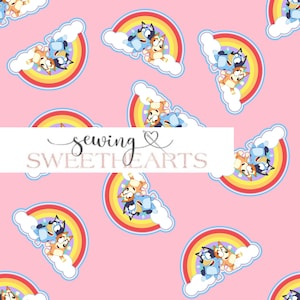 blue dog seamless pattern, dog rainbow seamless repeat pattern, fabric pattern, fabric sublimation, digital seamless file, digital paper