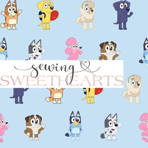 blue dog and friends seamless pattern, seamless repeat pattern, fabric pattern, fabric sublimation, digital seamless file, digital paper
