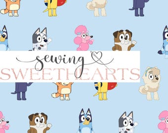 blue dog and friends seamless pattern, seamless repeat pattern, fabric pattern, fabric sublimation, digital seamless file, digital paper