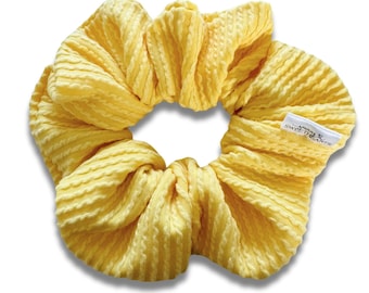 Lemon Wavy Ribbed Scrunchie, Scrunchy, gift for girls, XL Scrunchie, Hair Tie, ponytail, chouchou