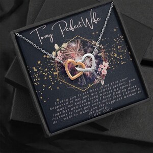 Collier Coeur de femme Cadeau de Noël / Avec carte de message / Cœurs entrelacés / Cadeau du mari