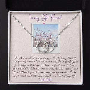 Collier de vieil ami / Avec carte de message / Cadeau de Noël / Cadeau d’anniversaire Ami / Cadeau d’amitié / Cercles entrelacés