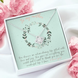À ma mère Love Knot Collier Cadeau / Avec carte de message / Anniversaire de la mère / Fête des mères / Cadeau de bijoux pour maman / Carte de fleur