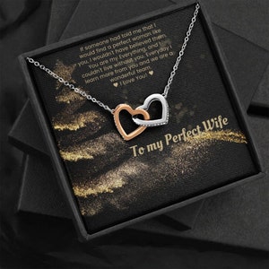 Collier Coeur de femme Cadeau de Noël / Avec carte de message / Cœurs entrelacés / Cadeau du mari