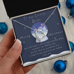 Cadeau de collier de Noël à ma femme, avec carte de message, cadeau de Noël pour femme, cadeau pour mon amour, bijoux pour Noël