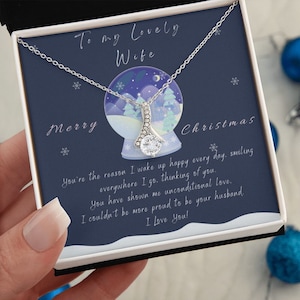 Collier femme Cadeau de Noël / Avec carte de message / Cadeau du mari / Collier pour Noël / Pendentif étincelant / Cadeau romantique