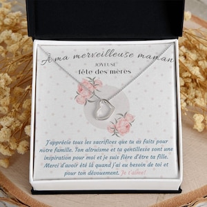 Collier pour maman avec jolie carte de message / Pendentif de coeur argent / Cadeau Fête des Mères