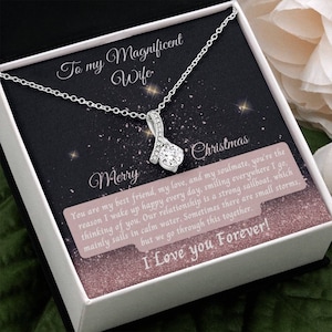 Collier femme Cadeau de Noël / Avec carte de message / Cadeau du mari / Collier pour Noël / Pendentif étincelant / Cadeau romantique