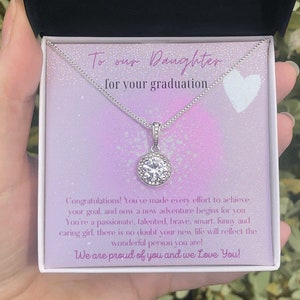 Collier de graduation de fille Cadeau / avec carte de message / Carte rose / Bijoux personnalisés