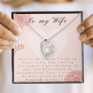 妻へのネックレスクリスマスプレゼント/ピンクのメッセージカード付き/結婚記念日のプレゼント/誕生日プレゼント