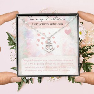 Afstudeerketting zus cadeau met berichtkaart / cadeau beste zus / zusterschap / ankerketting / familiesieraden