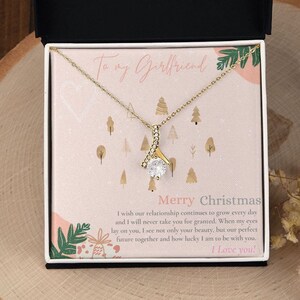 Collier Petite Amie Cadeau de Noël / Avec Carte Message / Cadeau de Petit Ami / Cadeau Romantique / Collier pour Noël / Pendentif étincelant