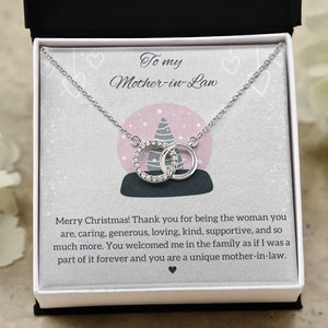 Collier de belle-mère Cadeau de Noël / Avec carte de message / Cadeau de belle-fille / Collier Cercles entrelacés