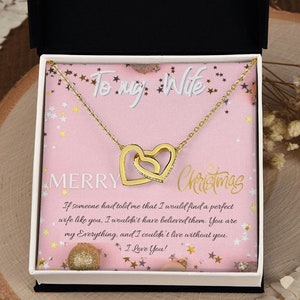 Collier Coeur de femme Cadeau de Noël / Avec carte de message / Cœurs entrelacés / Cadeau du mari