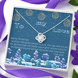 Collier femme ou petite amie Cadeau de Noël / Avec carte de message / À mon cadeau d’amour / Collier de nœud d’amour