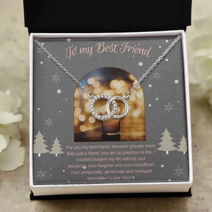 À mon meilleur ami Collier de Noël Cadeau / Avec carte Message / Cadeau de Noël / Cadeau d’ami / Cercles entrelacés / Cadeau BFF