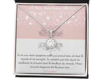Collier étincelant pour maman pour la fête des Mères incluant carte rose avec message
