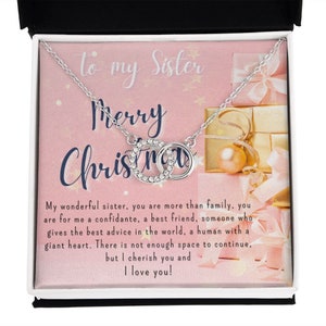 Collier de soeur cadeau de Noël / avec carte de message / cadeau de sœur / collier de cercles entrelacés